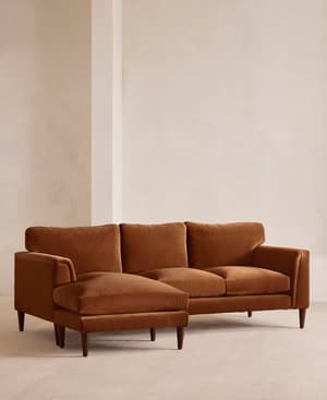 Reya Chaise-End Sofa - Velvet - Cinnamon - UK - Hover Image