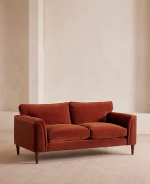 Reya Two Seater Sofa - Velvet - Rust - Hover Image