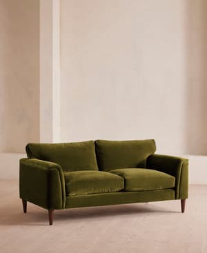 Reya Two Seater Sofa - Velvet - Olive - Hover Image