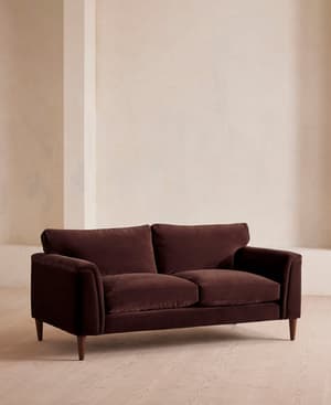 Reya Two Seater Sofa - Velvet - Aubergine - UK - Hover Image