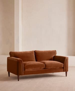 Reya Two Seater Sofa - Velvet - Cinnamon - US - Hover Image