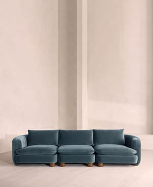 Vivienne Sectional Sofa - Four Seater - Velvet Grey Blue - US - Listing Image