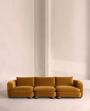 Vivienne Sectional Sofa - Four Seater - Velvet Mustard - US - Listing Image
