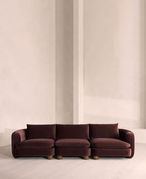 Vivienne Deeper Sit Sectional Sofa - Four Seater - Velvet - Aubergine - US - Listing Image