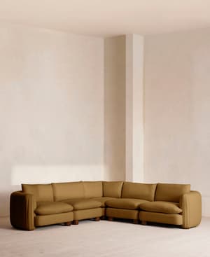 Vivienne Deeper Sit Sectional Sofa - Corner Sofa - Linen - Ochre - US - Listing Image