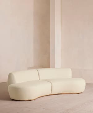 Aline Serpentine Modular Sofa - Three Seater - Linen - Bisque -  UK - Hover Image