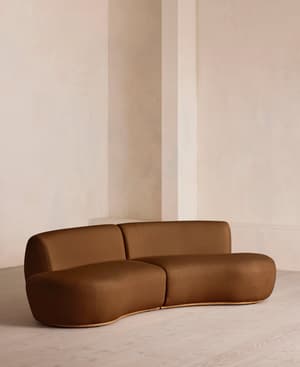 Aline Serpentine Sectional Sofa - Three Seater - Linen - Terracotta - US - Hover Image