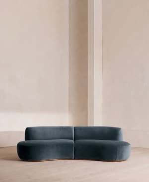 Aline Serpentine Modular Sofa - Three Seater - Grey Blue Velvet - UK - Listing Image