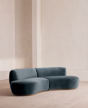 Aline Serpentine Modular Sofa - Three Seater - Grey Blue Velvet - UK - Hover Image