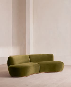 Aline Serpentine Modular Sofa - Three Seater - Olive Velvet - UK - Hover Image