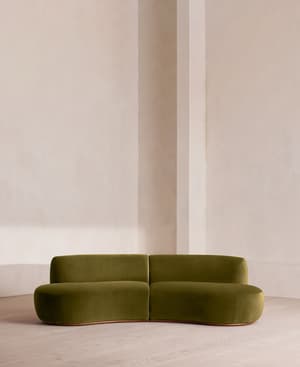 Aline Serpentine Sectional Sofa - Three Seater - Olive Velvet - US - Listing Image