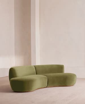 Aline Serpentine Modular Sofa - Three Seater - Lichen Velvet - UK - Hover Image