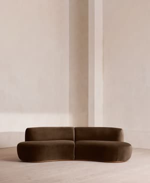 Aline Serpentine Sectional Sofa - Three Seater - Chocolate Velvet - US - Listing Image