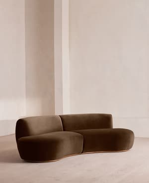 Aline Serpentine Sectional Sofa - Three Seater - Chocolate Velvet - US - Hover Image