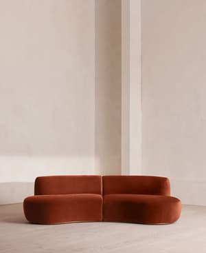 Aline Serpentine Sectional Sofa - Three Seater - Rust Velvet - US - Listing Image