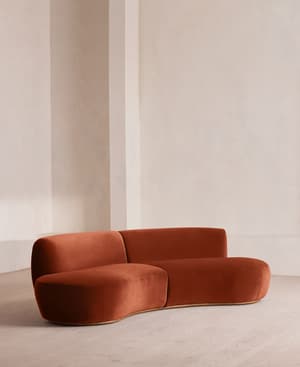 Aline Serpentine Sectional Sofa - Three Seater - Rust Velvet - US - Hover Image