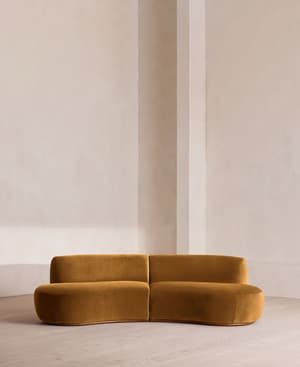 Aline Serpentine Sectional Sofa - Three Seater - Mustard Velvet - US - Listing Image