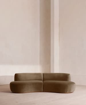 Aline Serpentine Sectional Sofa - Three Seater - Velvet - Truffle - US - Listing Image