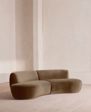 Aline Serpentine Sectional Sofa - Three Seater - Velvet - Truffle - US - Hover Image