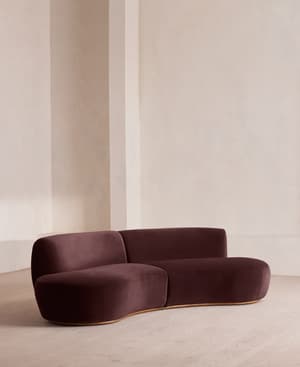 Aline Serpentine Sectional Sofa - Three Seater - Velvet - Aubergine - US - Hover Image