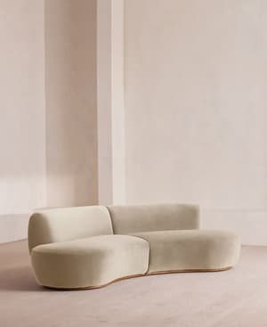 Aline Serpentine Modular Sofa - Three Seater - Velvet - Oyster - UK - Hover Image
