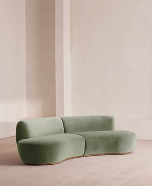 Aline Serpentine Modular Sofa - Three Seater - Velvet - Seafoam - UK - Hover Image