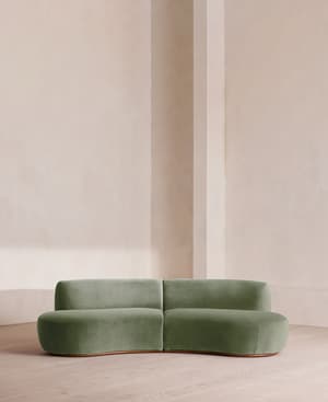 Aline Serpentine Sectional Sofa - Three Seater - Velvet - Seafoam - US - Listing Image