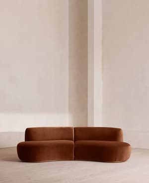 Aline Serpentine Sectional Sofa - Three Seater - Velvet - Cinnamon - US - Listing Image