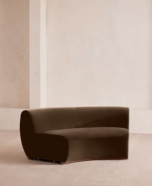 Aline Serpentine Sectional Sofa - Middle Section - Chocolate Velvet - US - Hover Image
