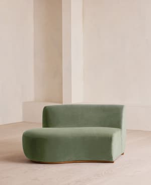 Aline Serpentine Sectional Sofa - Left Section - Velvet - Seafoam - US - Listing Image