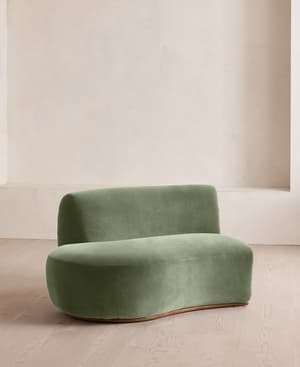 Aline Serpentine Sectional Sofa - Left Section - Velvet - Seafoam - US - Hover Image