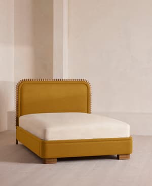 Angus Bed - King - Linen - Turmeric - UK - Listing Image
