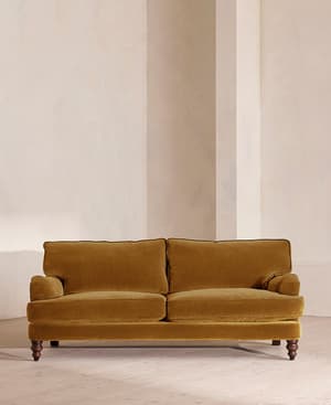 Arundel Three Seater Sofa - Velvet - Mustard - Hover Image