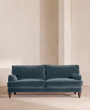 Arundel Three Seater Sofa - Velvet - Grey Blue - Hover Image