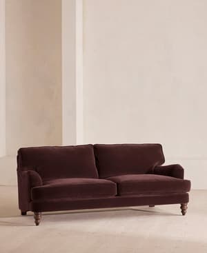 Arundel Three Seater Sofa - Velvet - Aubergine - Hover Image