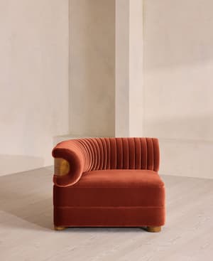 Caleb Modular Sofa - Left Arm Module - Velvet - Rust - Dark Burl - UK - Listing Image