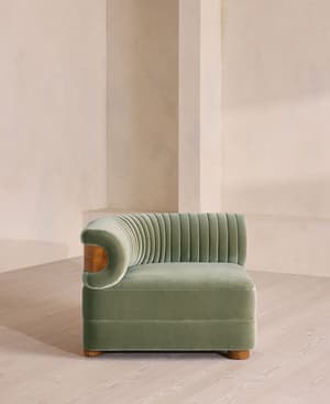 Caleb Modular Sofa - Left Arm Module - Velvet - Seafoam - Dark Burl - UK - Listing Image