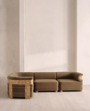 Caleb Modular Sofa - L-Shape Sofa - Velvet - Truffle - Blonde Burl - UK - Hover Image