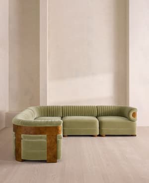 Caleb Sectional Sofa - Corner Sofa - Velvet - Lichen - Dark Burl - US - Hover Image