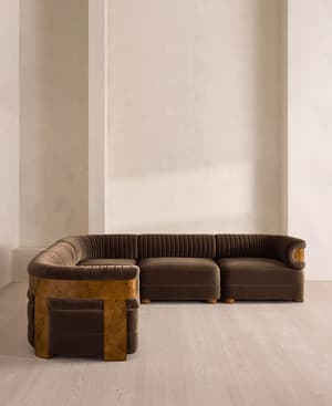 Caleb Sectional Sofa - Corner Sofa - Velvet - Chocolate - Dark Burl - US - Hover Image