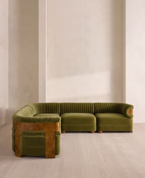 Caleb Modular Corner Sofa - Velvet - Olive - Dark Burl - UK - Hover Image