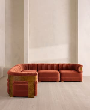 Caleb Modular Corner Sofa - Velvet - Rust - Dark Burl - UK - Hover Image