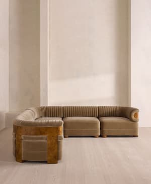Caleb Sectional Sofa - Corner Sofa - Velvet - Truffle - Dark Burl - US - Hover Image