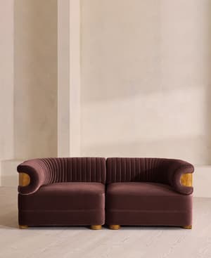 Caleb Modular Sofa - Three Seater - Velvet - Aubergine - Dark Burl - UK - Listing Image