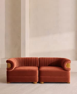 Caleb Modular Three Seater Sofa - Velvet - Rust - Dark Burl - UK - Listing Image