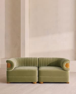 Caleb Modular Three Seater Sofa - Velvet - Lichen - Dark Burl - UK - Listing Image