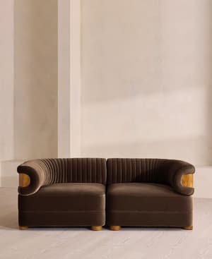 Caleb Sectional Three Seater Sofa - Velvet - Chocolate - Dark Burl - US - Listing Image