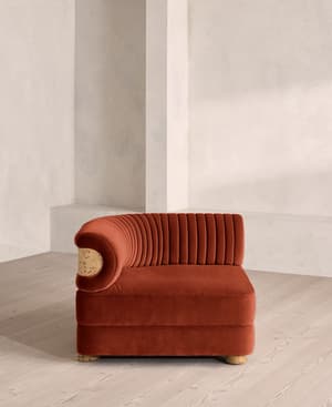 Caleb Modular Sofa - Left Arm Module - Velvet - Rust - Blonde Burl - UK - Listing Image