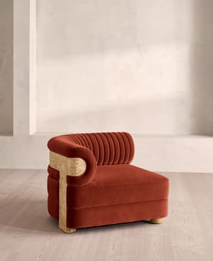 Caleb Modular Sofa - Left Arm Module - Velvet - Rust - Blonde Burl - UK - Hover Image