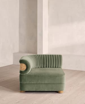 Caleb Modular Sofa - Left Arm Module - Velvet - Seafoam - Blonde Burl - UK - Listing Image